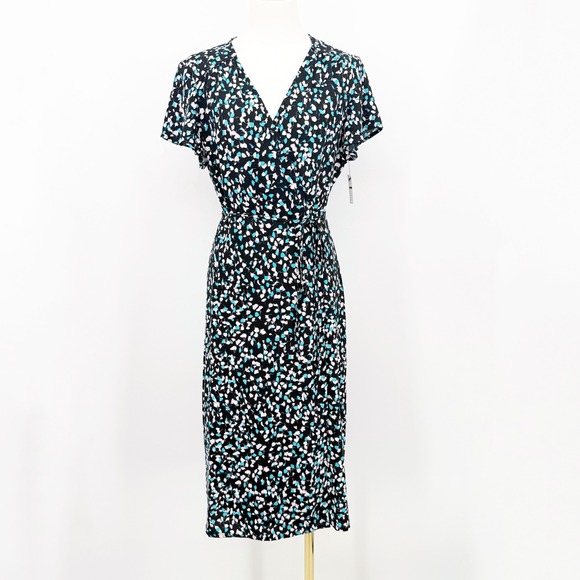 Leith Dresses & Skirts - Leith Floral Wrap Dress Short Sleeve Midi M Tie Waist Lightweight Spring Summer